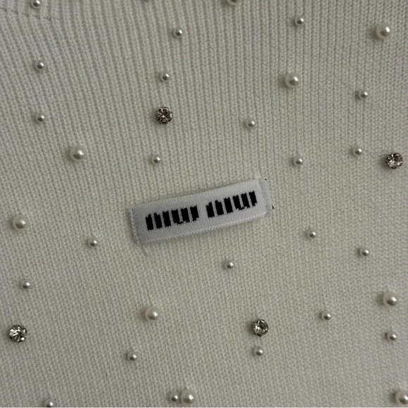 MIU MIU semi-high-neck short-sleeved knitted top - Picture 7 of 8